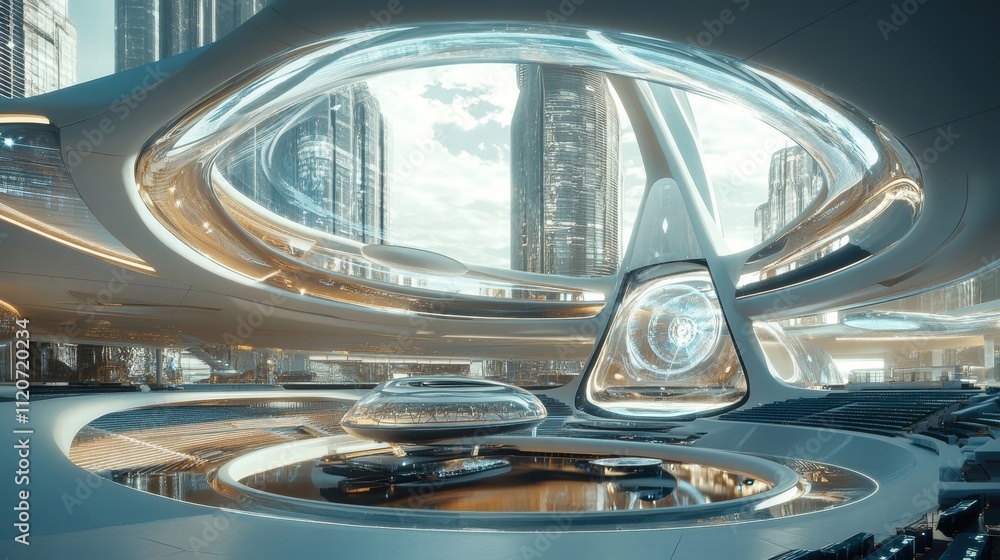 Fototapeta premium Futuristic Cityscape Interior Design