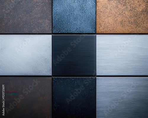 Textural overlays of polished and unpolished alloy surfaces, material science, for industrial applications photo