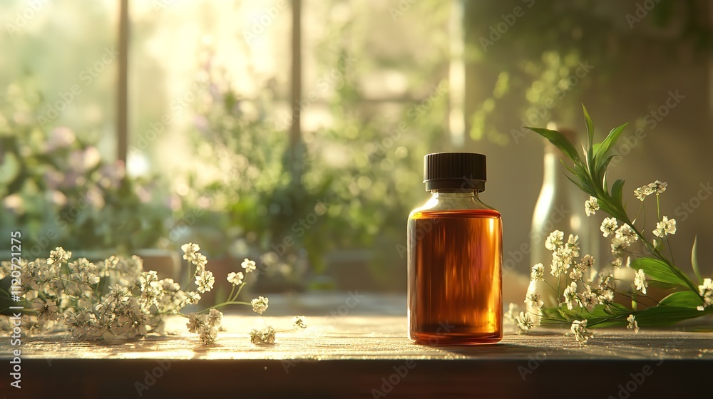 Perfume Bottle or Whiskey Bottle in Elegant Style on the Background of Rocks. Perfume Bottle or Whiskey Bottle in Elegant Style on the Background of Rocks.