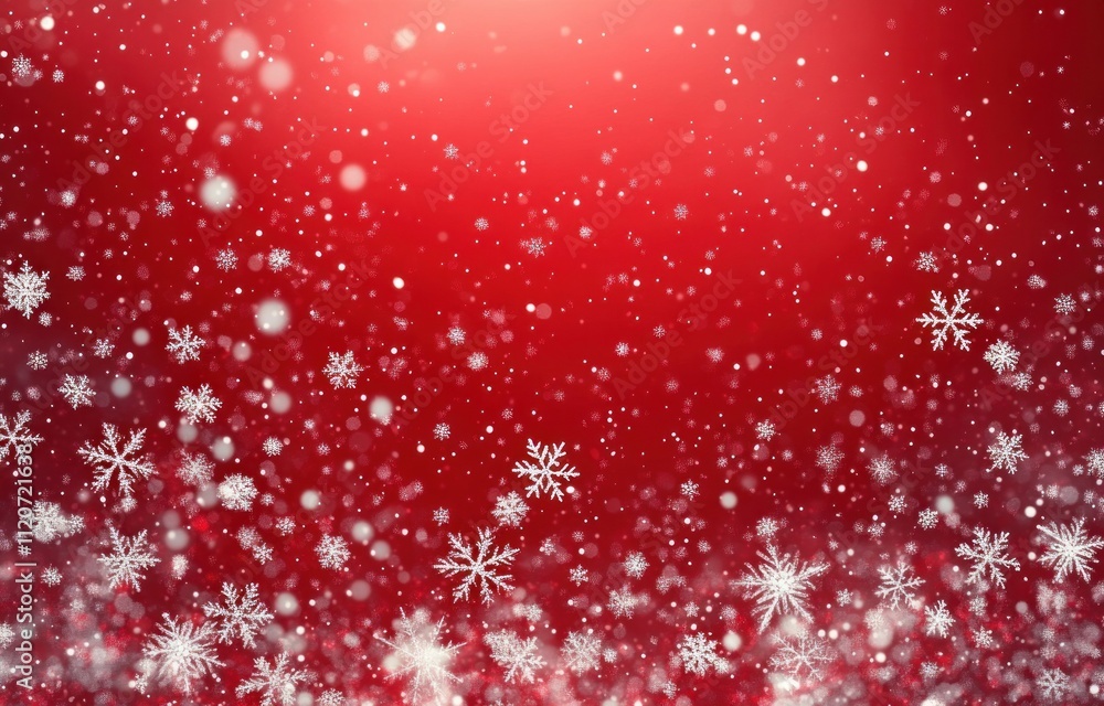 Winter Wonderland with Snowflakes on Red Background Winter Wonderland with Snowflakes on Red Background