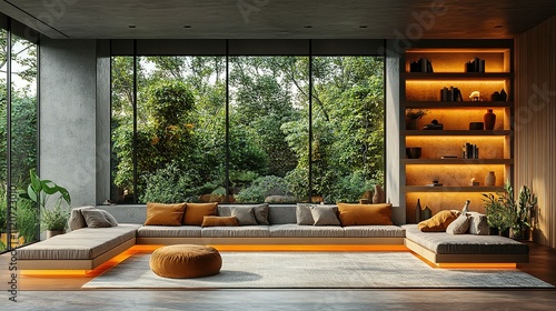 Modern Living Room Design With Lush Greenery Views