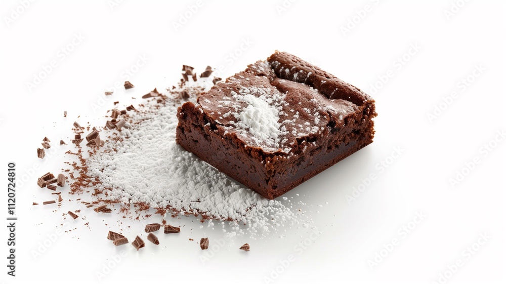 Lifelike and detailed photo of a rich chocolate brownie with powdered sugar
Lifelike and detailed photo of a rich chocolate brownie with powdered sugar