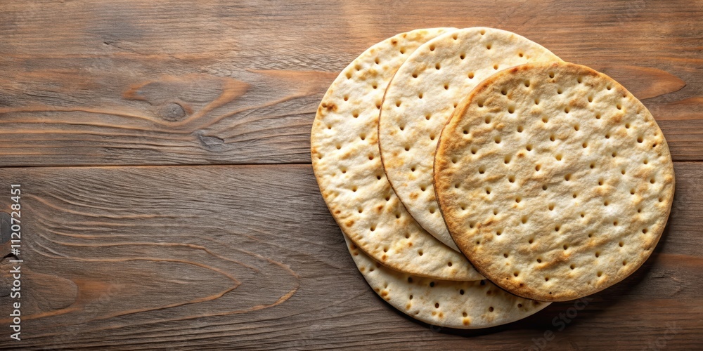 Top-down view of unleavened bread made without yeast, bread, baked, homemade, no yeast, flatbread, traditional, rustic, kitchen Top-down view of unleavened bread made without yeast, bread, baked, homemade, no yeast, flatbread, traditional, rustic, kitchen