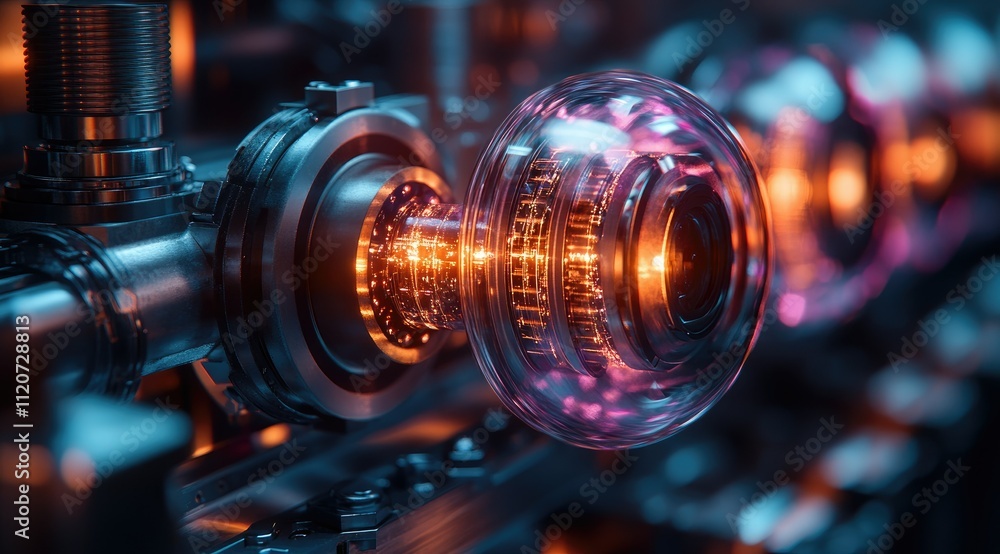 Close-up of intricate machinery with glowing internal components.