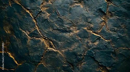 Dark, cracked stone texture with gold veins.