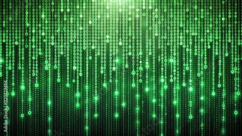 Green binary code cascading down a digital screen , technology, programming, coding, data, internet