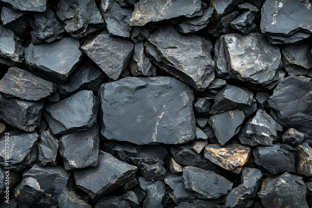 Dark gray stones, rough texture, close-up view. Dark gray stones, rough texture, close-up view.