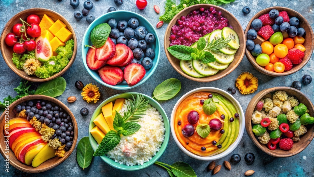 Colorful and nutritious vegan breakfast bowls filled with fresh fruits, vegetables, and plant-based proteins , vegan Colorful and nutritious vegan breakfast bowls filled with fresh fruits, vegetables, and plant-based proteins , vegan