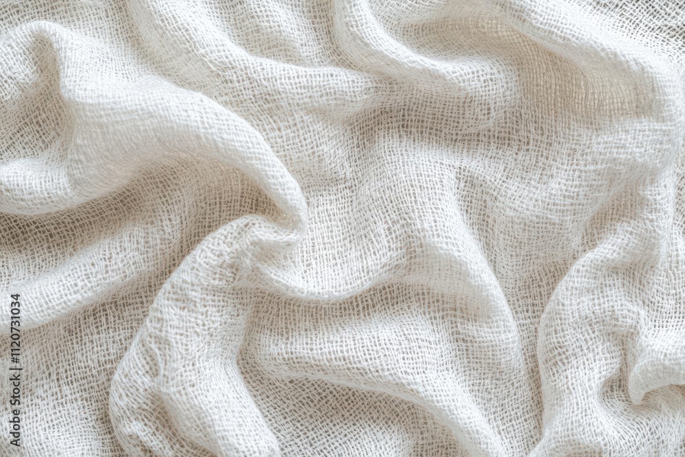 A close-up of crumpled white fabric, showcasing texture and softness. A close-up of crumpled white fabric, showcasing texture and softness.