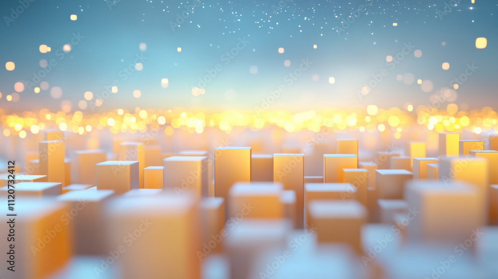 Obraz premium Golden Cubes in a Futuristic Landscape