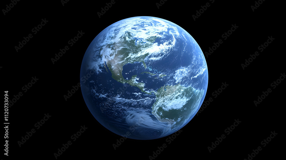 Detailed view of Earth from space, showing continents and clouds. Detailed view of Earth from space, showing continents and clouds.