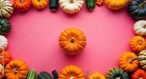 Pumpkin vegetable on Pink background design