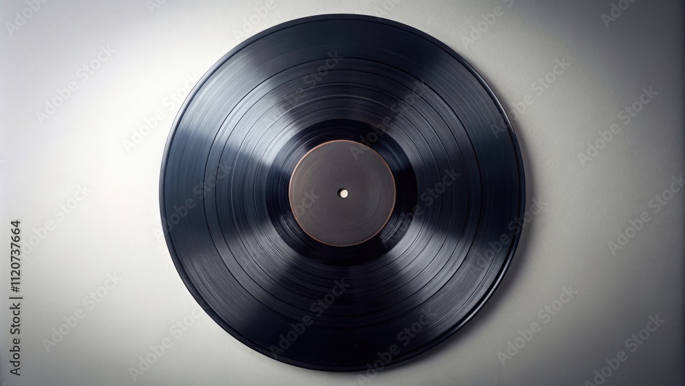 Fototapeta premium Old black vinyl record cover, vintage, retro, music, album, classic, antique, nostalgia, grunge, texture, aged, disc