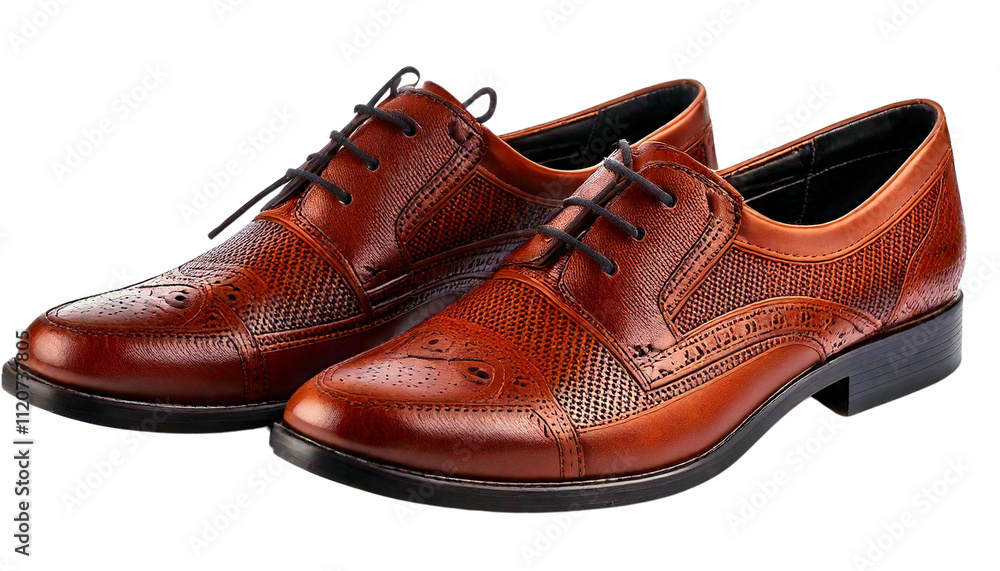 Classic pair of Men's shoes displayed on a white background Classic pair of Men's shoes displayed on a white background