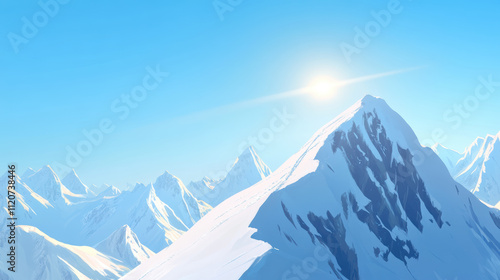 Wallpaper Mural Sunny Day in the Snowy Mountains Torontodigital.ca