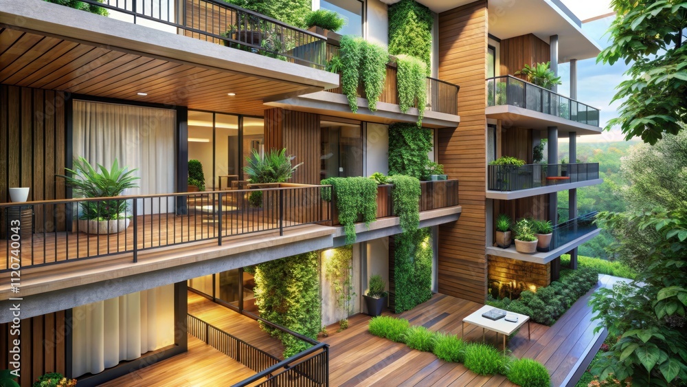 Modern balconies with lush greenery and warm wooden accents, balcony, modern, greenery, plants, wooden, accents Modern balconies with lush greenery and warm wooden accents, balcony, modern, greenery, plants, wooden, accents