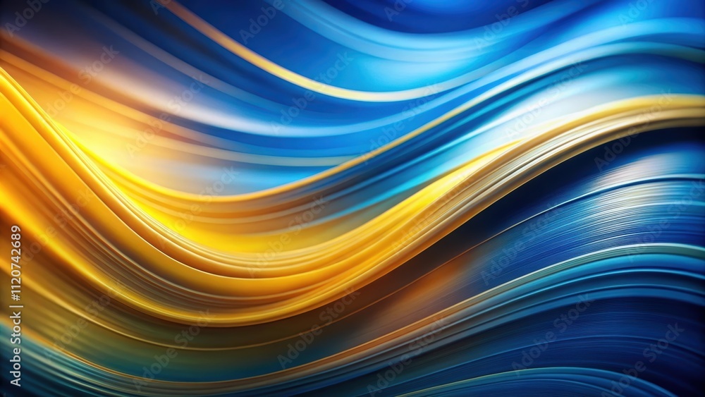 Abstract blue and yellow curve pattern with blurred background, abstract, blue, yellow, curve, pattern, background, design, texture Abstract blue and yellow curve pattern with blurred background, abstract, blue, yellow, curve, pattern, background, design, texture
