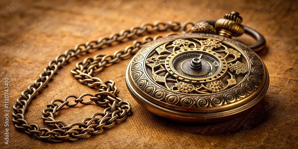 An antique pocket watch with intricate engravings and a chain, vintage, retro, timepiece, classic, old-fashioned An antique pocket watch with intricate engravings and a chain, vintage, retro, timepiece, classic, old-fashioned