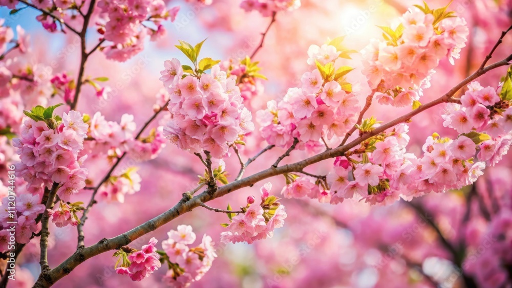 Beautiful blossoming tree with pink flowers in full bloom, spring, nature, garden, bloom, pink, beautiful, petals, tree, flora Beautiful blossoming tree with pink flowers in full bloom, spring, nature, garden, bloom, pink, beautiful, petals, tree, flora