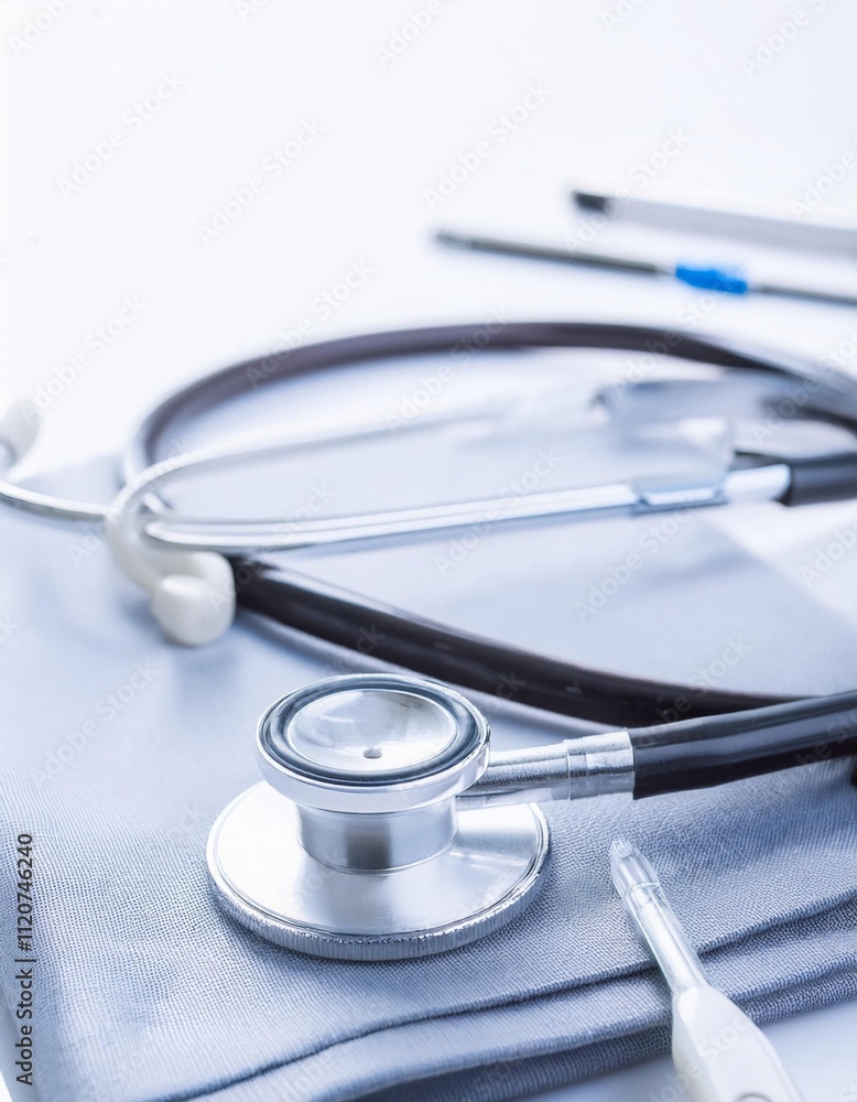 stethoscope medical equipment on the table in the doctor's room stethoscope medical equipment on the table in the doctor's room