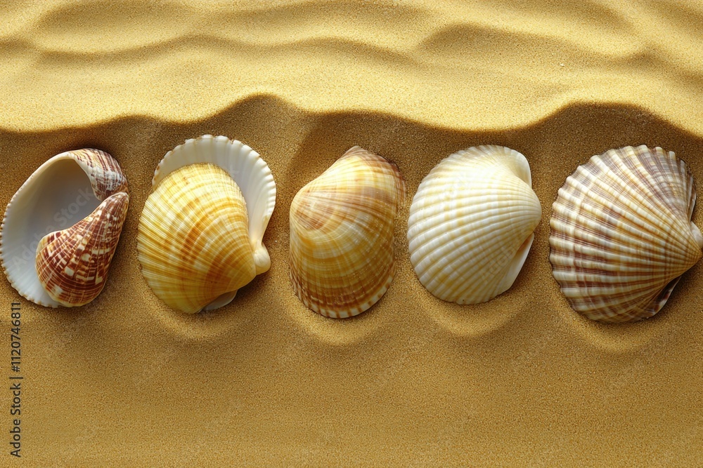 Exploring unique seashells on sandy beach coastal shore nature photography bright environment close-up view marine life concept Exploring unique seashells on sandy beach coastal shore nature photography bright environment close-up view marine life concept