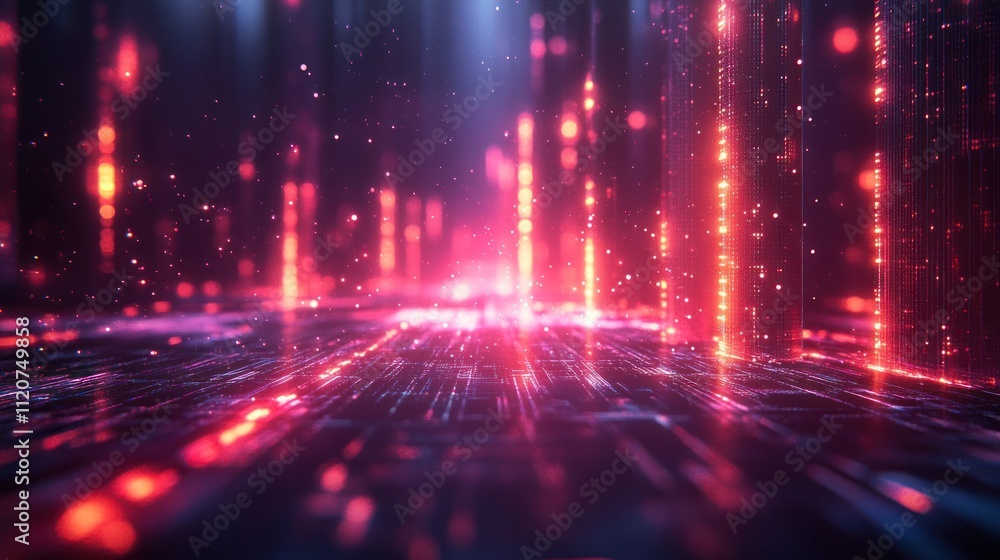 Abstract digital glowing lines and particles. Abstract digital glowing lines and particles.