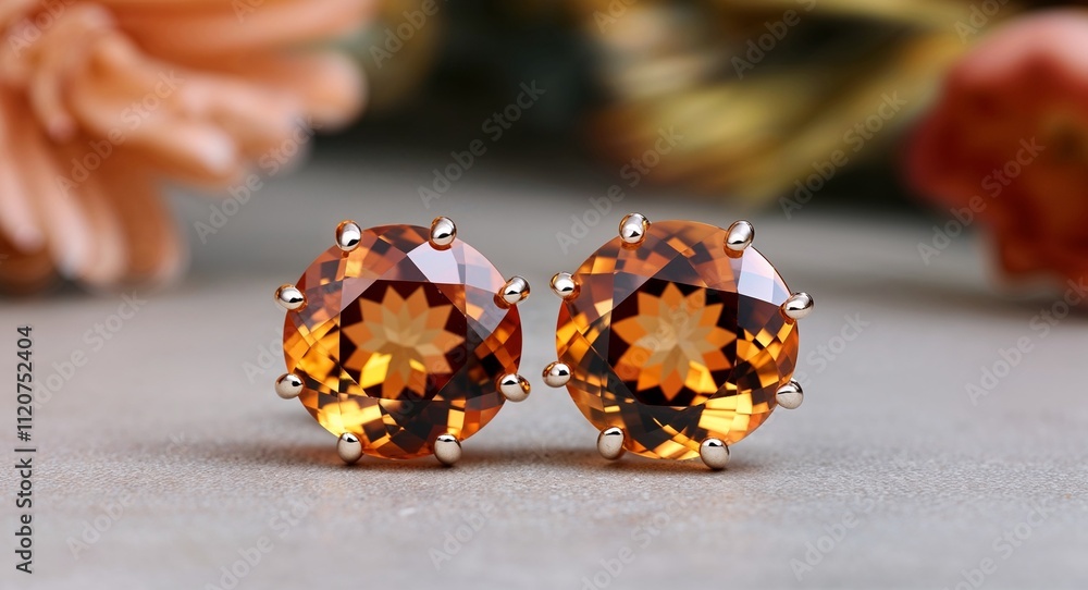 Citrine gemstone earrings with faceted cuts reflecting warm golden hues Citrine gemstone earrings with faceted cuts reflecting warm golden hues