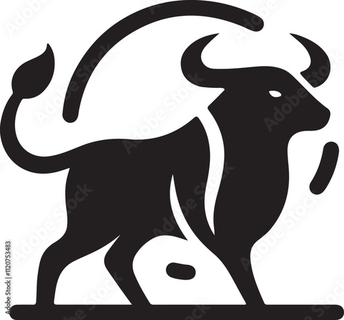 bull icon minimal silhouette style vector art illustration on a white background.
