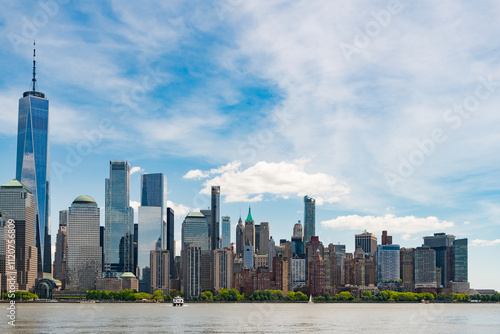 New York, United States. New york Manhattal skyline financial district. Manhattan's beautiful skyline, New York, United States. Panorama view of New York city skyline in Midtown Manhattan. USA NYC