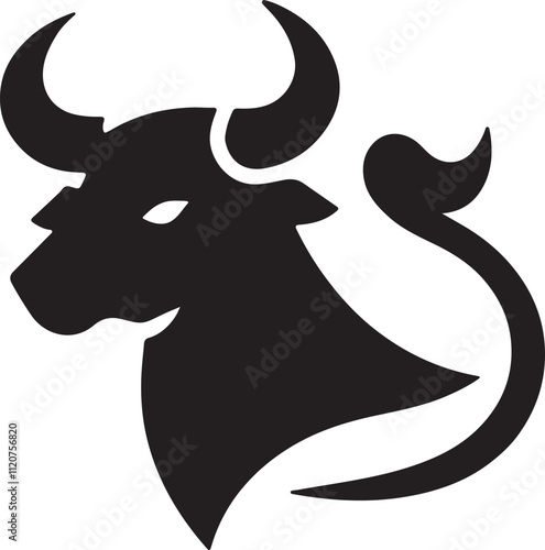 bull icon minimal silhouette style vector art illustration on a white background.
