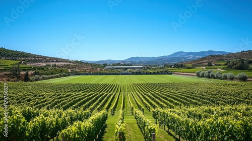 Wallpaper Mural Vineyard Landscape with Soccer Field and Mountains Torontodigital.ca