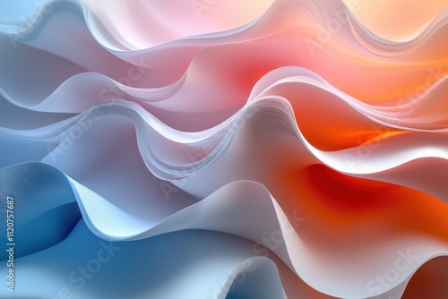 Wallpaper Mural Abstract Paper Layers in Pastel Colors with Curved Shapes and Gentle Shadows Torontodigital.ca