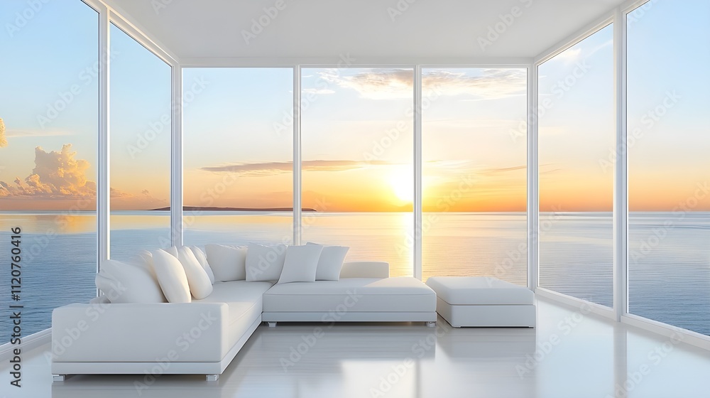 Fototapeta premium Modern Living Room with Ocean View.