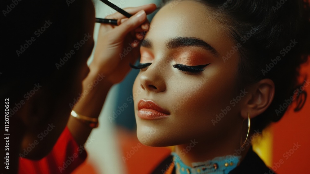 Makeup Artist Applying Eyeshadow on Model Makeup Artist Applying Eyeshadow on Model