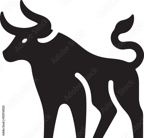 bull icon minimal silhouette style vector art illustration on a white background.
