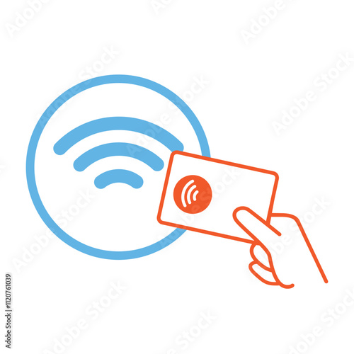 Contactless NFC wireless pay. Credit card nfc payment vector concept.