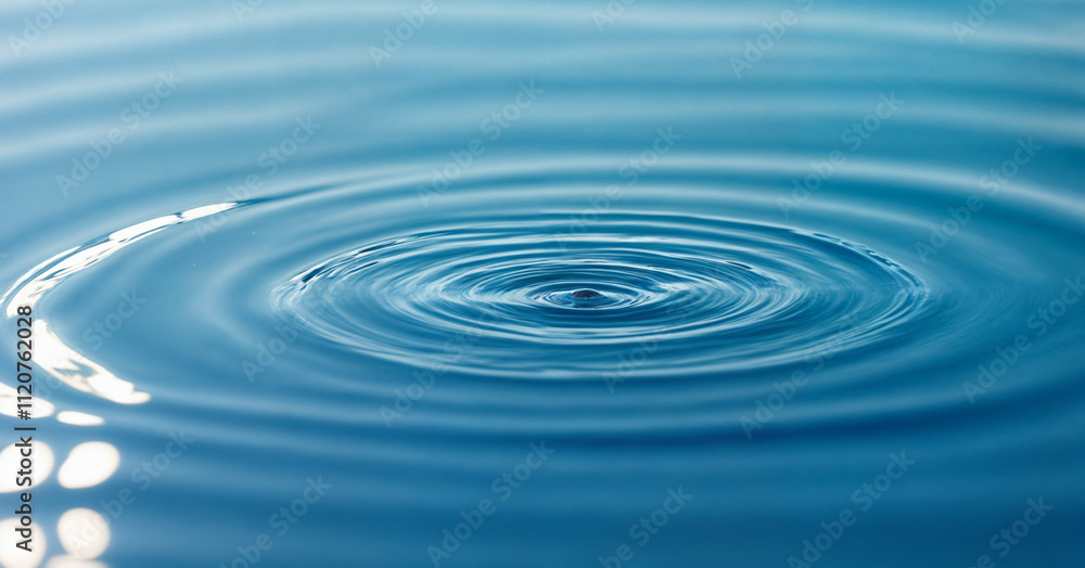 A single water droplet creates concentric ripples on a serene blue surface, capturing the elegance of motion and the tranquility of nature. This image symbolizes simplicity, purity, and the ripple eff A single water droplet creates concentric ripples on a serene blue surface, capturing the elegance of motion and the tranquility of nature. This image symbolizes simplicity, purity, and the ripple eff