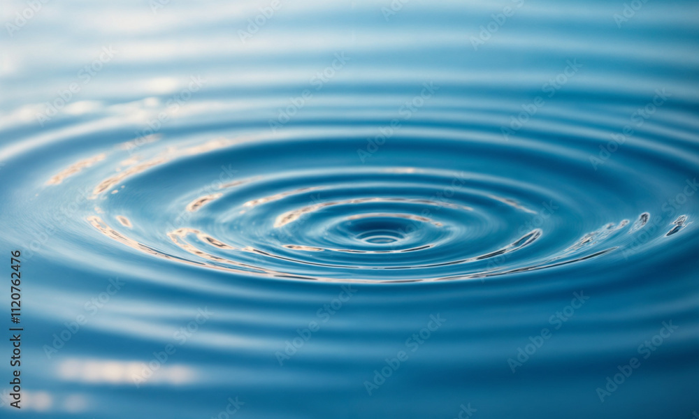A single water droplet creates concentric ripples on a serene blue surface, capturing the elegance of motion and the tranquility of nature. This image symbolizes simplicity, purity, and the ripple eff A single water droplet creates concentric ripples on a serene blue surface, capturing the elegance of motion and the tranquility of nature. This image symbolizes simplicity, purity, and the ripple eff