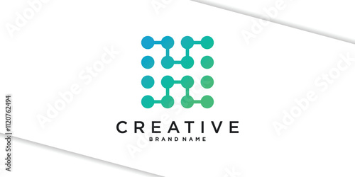 Molecul tech logo design. Creative shape modern concept. Premium Vector