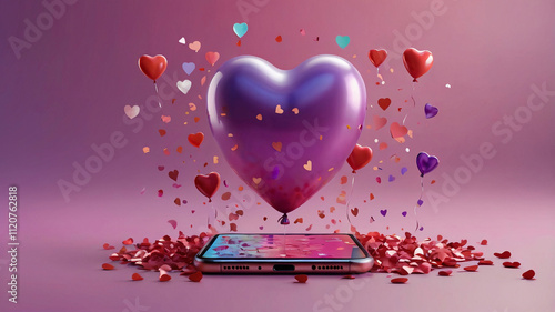 phone with tow hearts beautifull