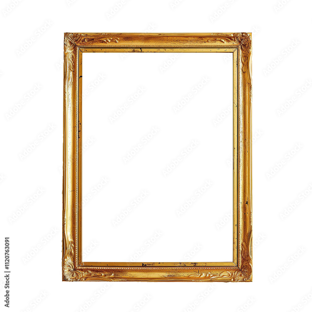 Mockup vertical gold gothic frame close up. 3d render. Transparent Background. Mockup vertical gold gothic frame close up. 3d render. Transparent Background.