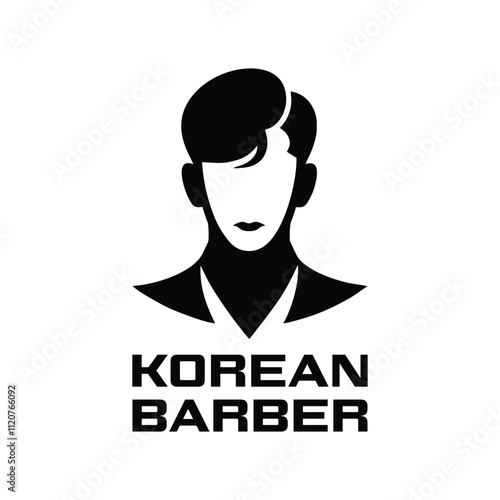 Korean Hairstyle Barbershop Logo Simple