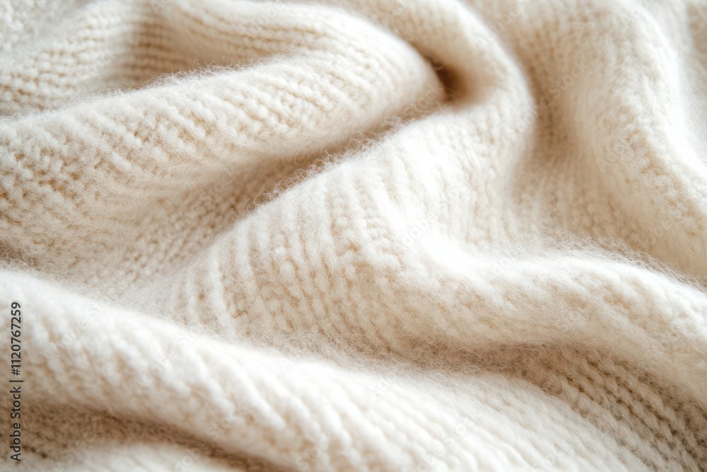 A close-up of a soft, textured cream-colored knitted fabric. A close-up of a soft, textured cream-colored knitted fabric.