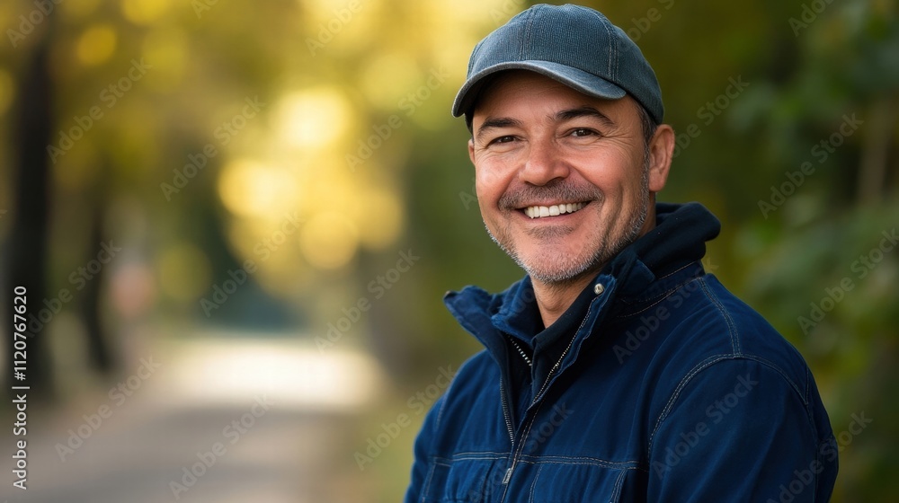 Happy Mature Man Outdoors Smiling Happy Mature Man Outdoors Smiling