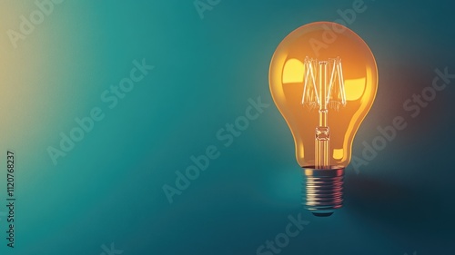 Glowing lightbulb against blue gradient background