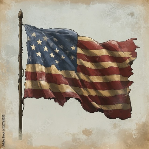 Vintage American Flag: A Patriotism Symbol photo