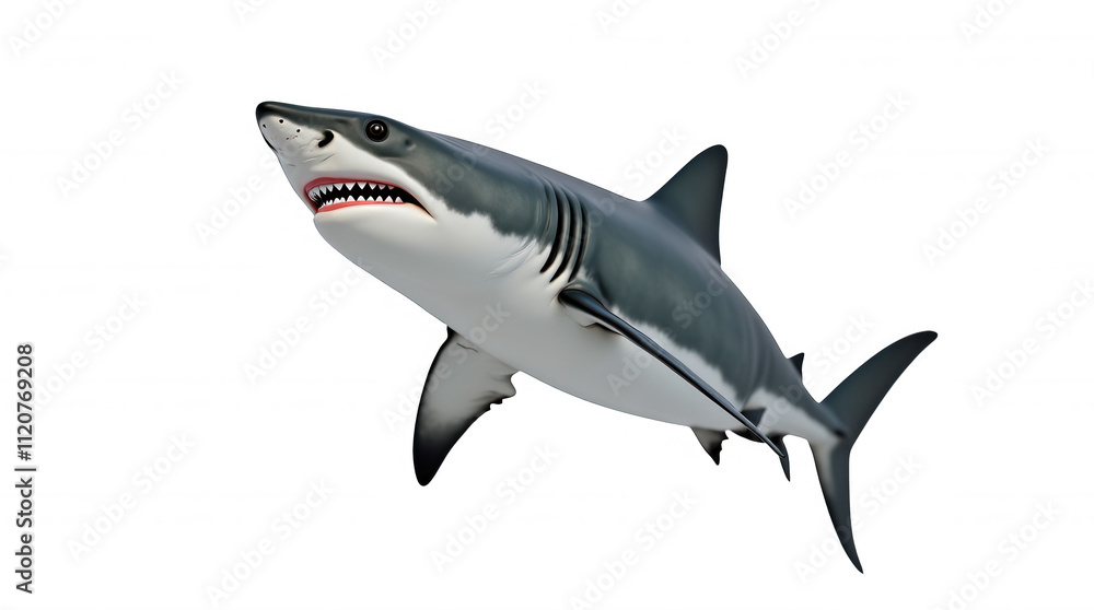 Naklejka premium Realistic Shark Illustration on Transparent Background for Design Projects and Ocean-Themed Overlays