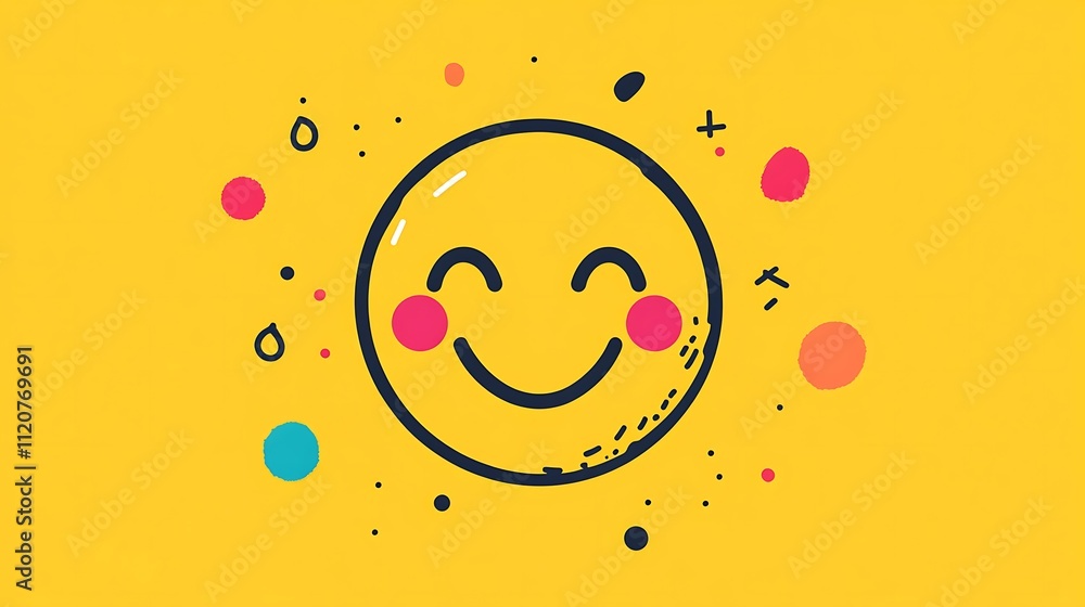 Yellow Smiley Face with Colorful Dots. Yellow Smiley Face with Colorful Dots.