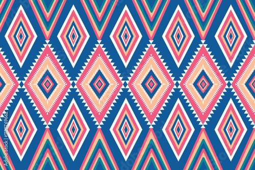 Wallpaper Mural 1.	Seamless Ethnic Pattern Texture. Navajo Geometric Print, Rustic Decorative Ornament. Abstract Geometric Pattern. Native American Pattern Ornament for the design of Clothing Torontodigital.ca