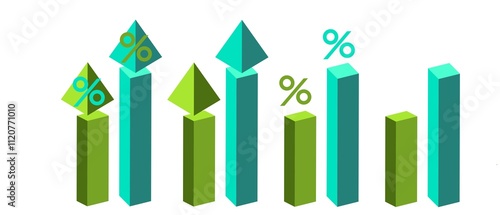 illustration of up and down percentage arrow line icon. Percentage arrow with percent sign. Design concept for banking, credit, interest rates, finance and financial fields.isolated white background